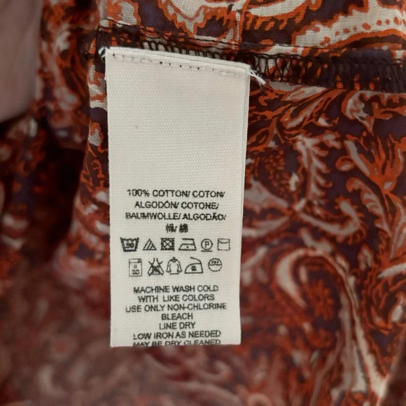 Free People NWT Boho Paisley Front Tie Oversized Blouse Top Size XS Burnt Orange - Picture 7 of 7